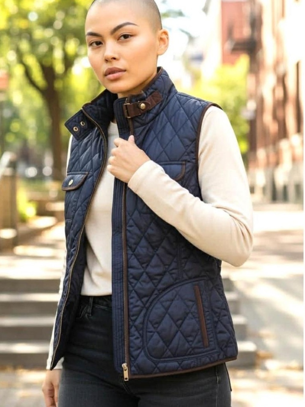 Banana Republic vest Quilted Black small Jacket - Classic Sleeveless Coat EUC